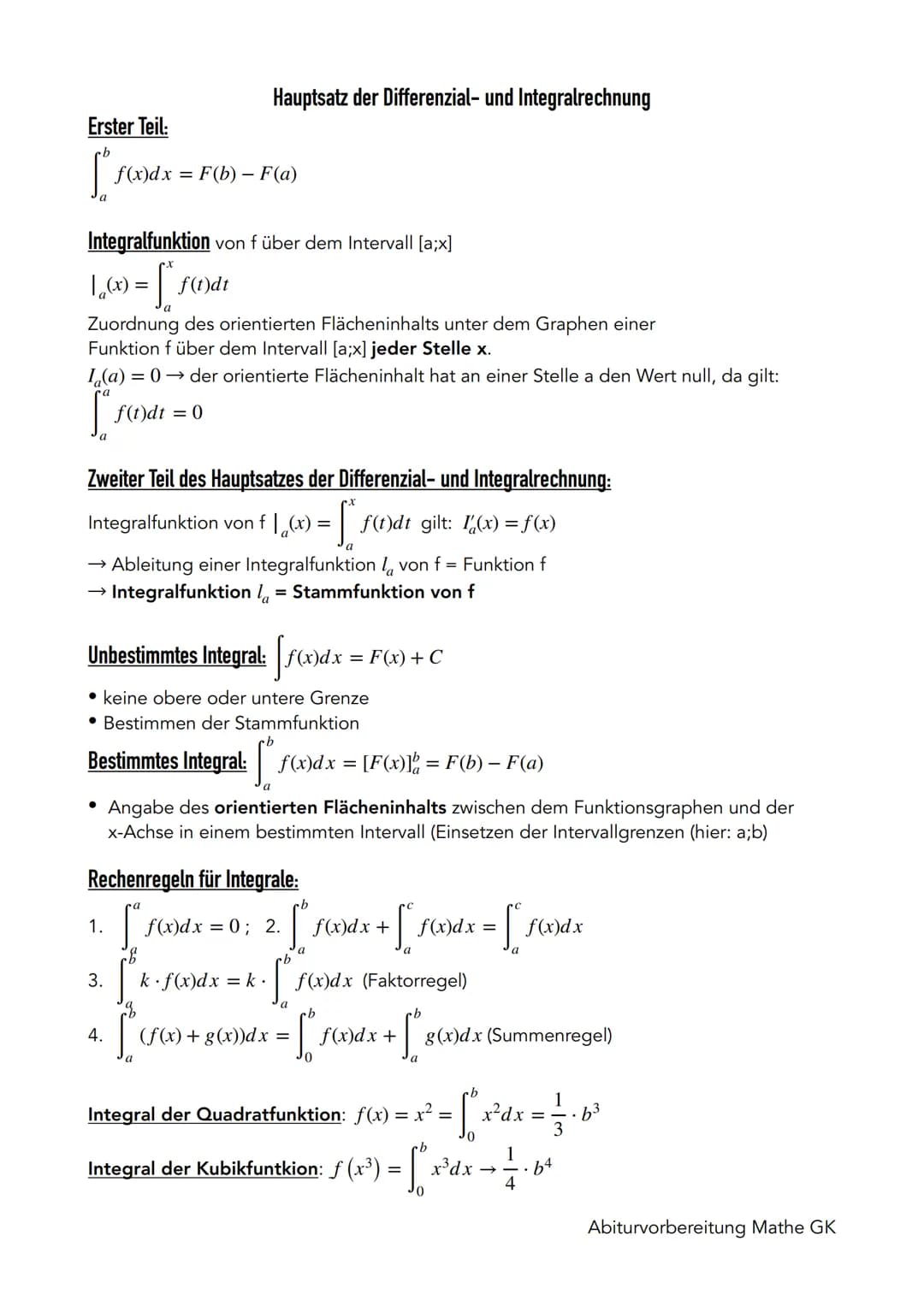 Analysis II
Q1.1 Einführung in die Integralrechnung
Bedeutung des Integrals als Bestandsgröße und orientierten Flächeninhalt
Orientierte Flä
