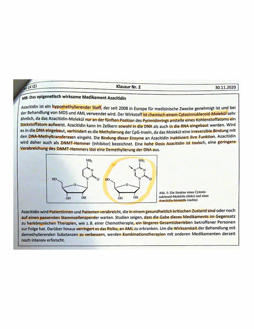 Bio LK Q1
NAME:
Aufgabe 2- Epigenetische Krebstherapie
ar
Aufgabe 1-Erbkrankheit Phenylketonurie
a) Beschreiben Sie anhand von Material M1 d