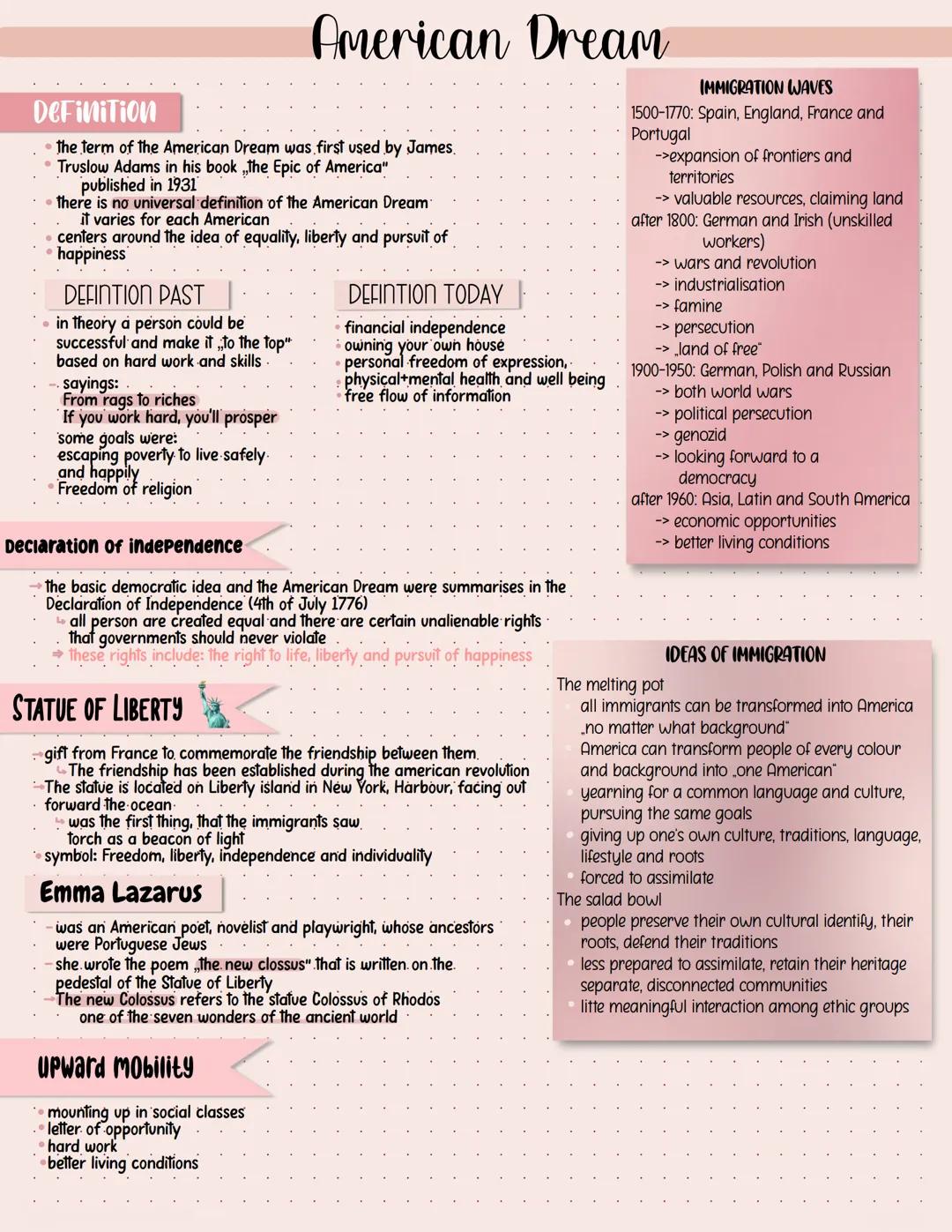 # American Dream

Definition

• the term of the American Dream was first used by James.
Truslow Adams in his book the Epic of America"
publi