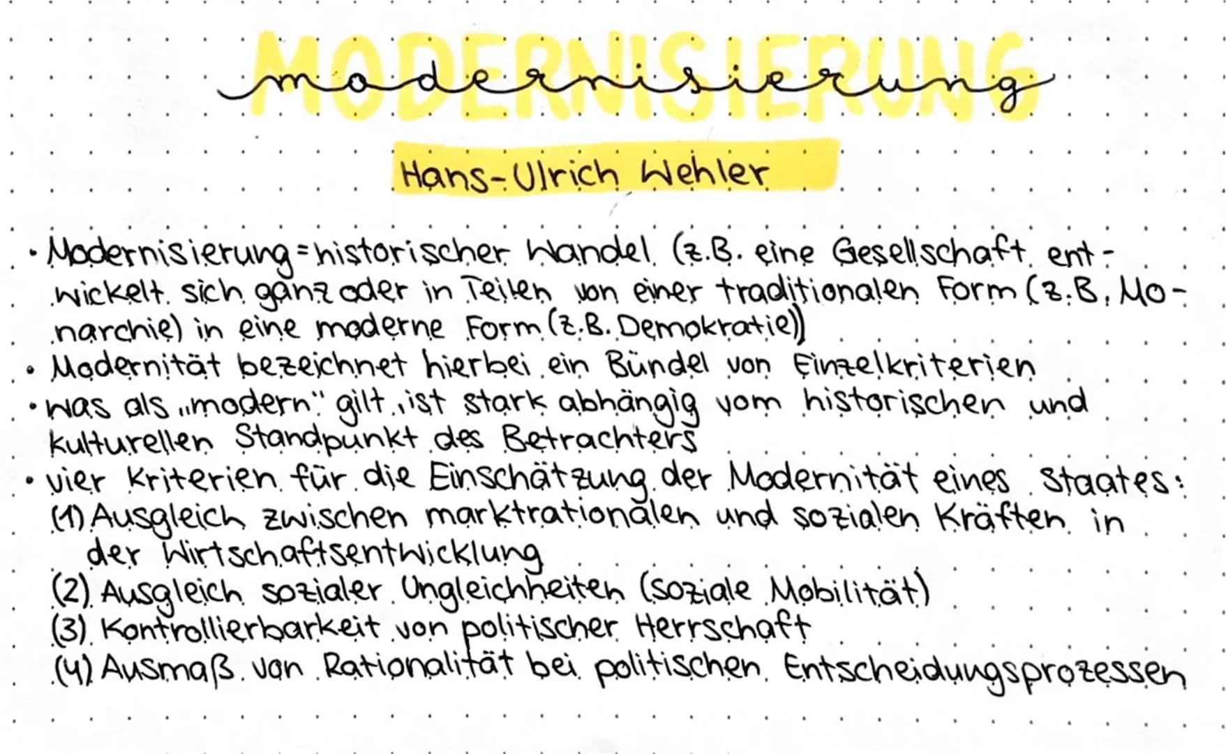 ●
modernisierung
Hans-Ulrich Wehler
Modernisierung - historischer Wandel (z. B. eine Gesellschaft ent-
wickelt sich ganz oder in Teilen von 