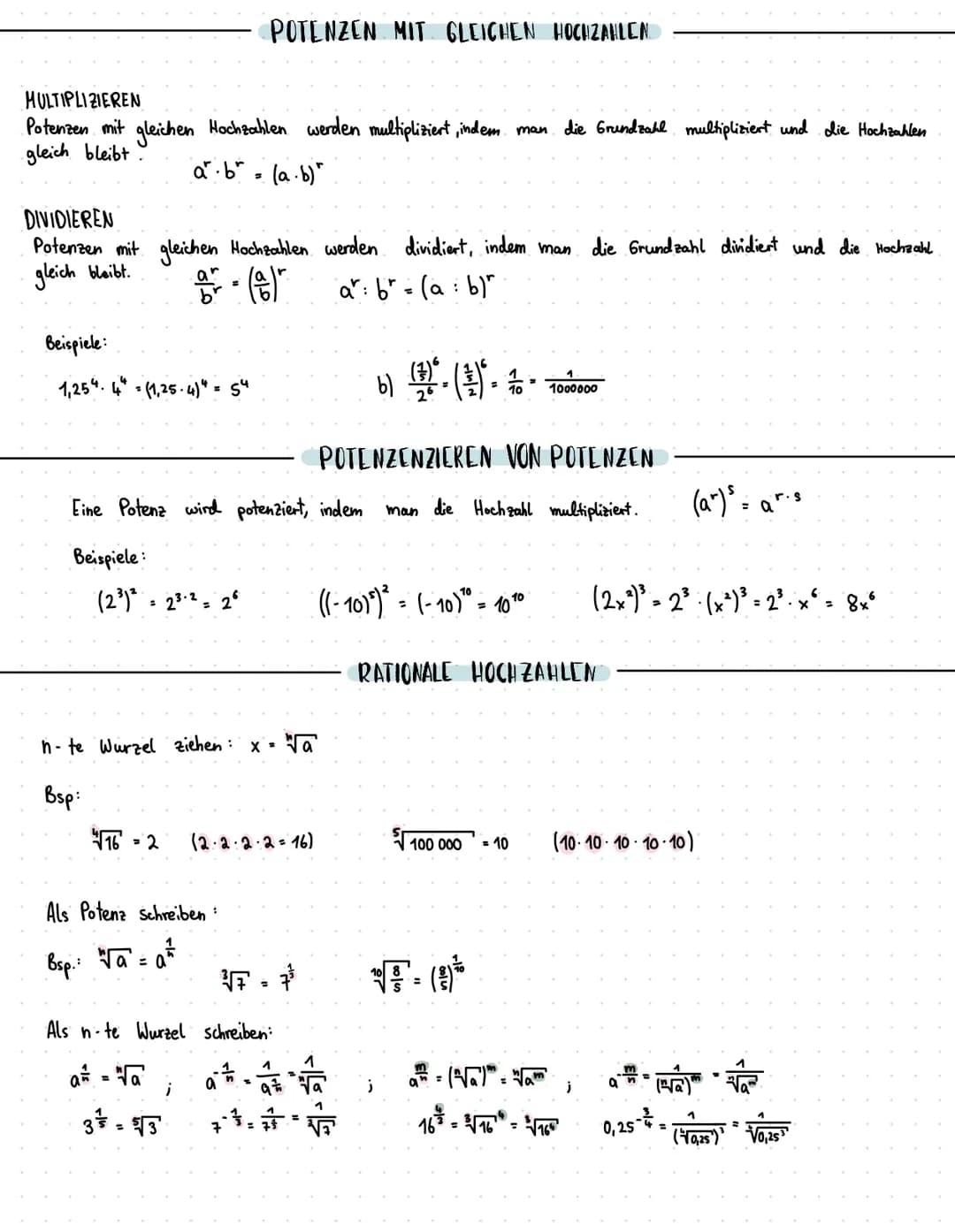 Definition:
a₁ = a
= a.a.....aj
n-Faktoren
aa.a.
a³ = a·a·a
a ist Basis (= Grundzahl) und n ist
Exponent (Hochzahl) der Potenz a"
POTENZEN M