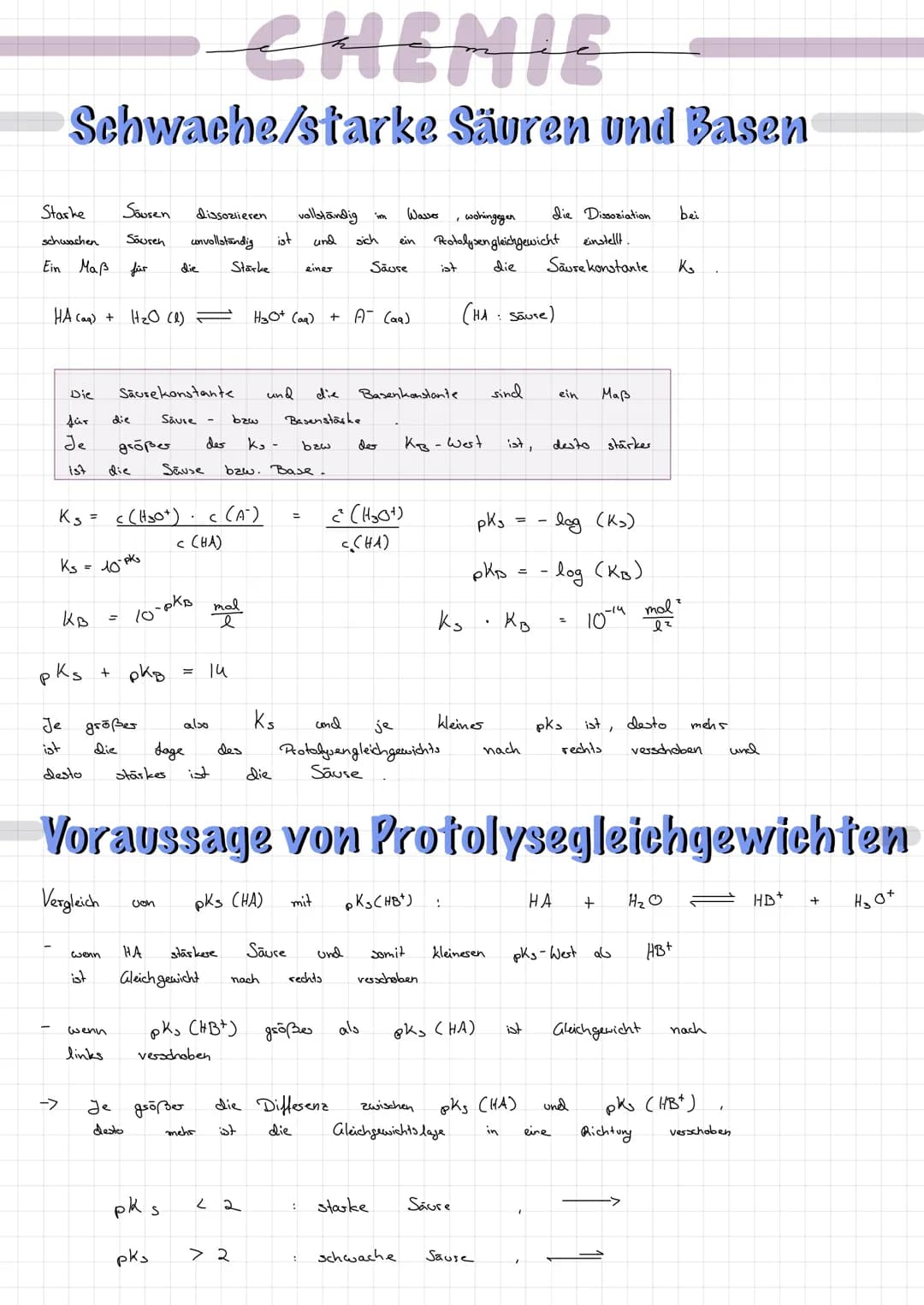 CHEMIC
Schwache/starke Säuren und Basen
Starke
schwachen
Ein Maß für
Die
HA (aq) + H₂O (1) =
für
Je
1st
->
Ks
KB
Sousen
Sausen
Vergleich
wen