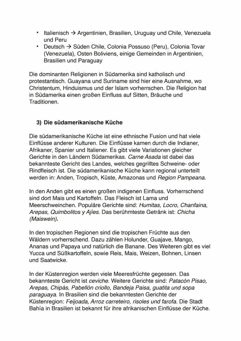 VERSCHIEDENE KULTUREN
Südamerika Verschiedene Kulturen Südamerikas
1) Entwicklung der Kultur
Es gibt viele kulturelle Gemeinsamkeiten aller 