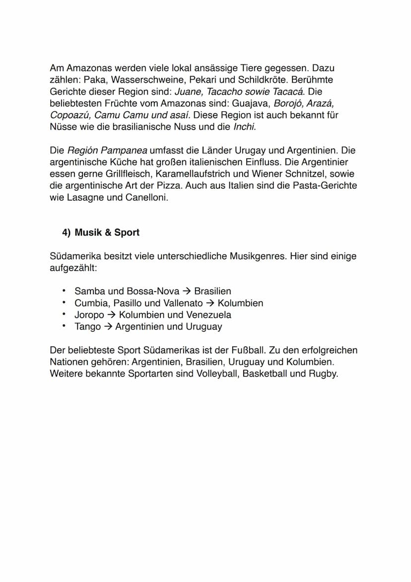 VERSCHIEDENE KULTUREN
Südamerika Verschiedene Kulturen Südamerikas
1) Entwicklung der Kultur
Es gibt viele kulturelle Gemeinsamkeiten aller 