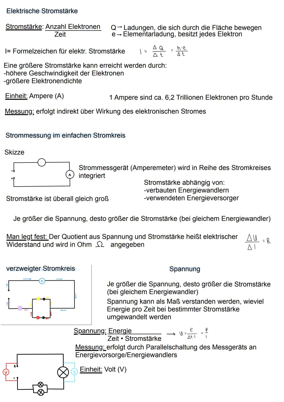 Elektrische Stromstärke
Stromstärke: Anzahl Elektronen
Zeit
I= Formelzeichen für elektr. Stromstärke 1= A Q = he
Eine größere Stromstärke ka