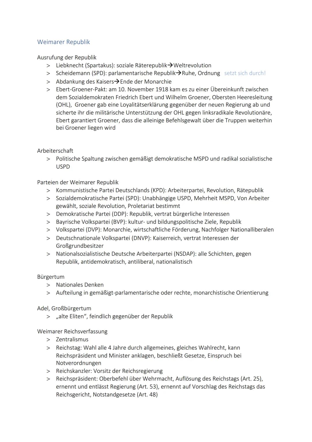 Geschichte
Wichtiges zuvor
1750: erste Industrielle Revolution in GB
Ab ca 1830: Industrialisierung in Deutschland
Erster Weltkrieg
Ursachen