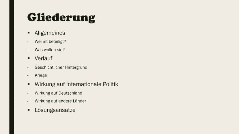 LOI  DER NAHOSTKONFLIKT
Israel - Palästina Konflikt Gliederung
■
Allgemeines
Wer ist beteiligt?
Was wollen sie?
Verlauf
Geschichtlicher Hint