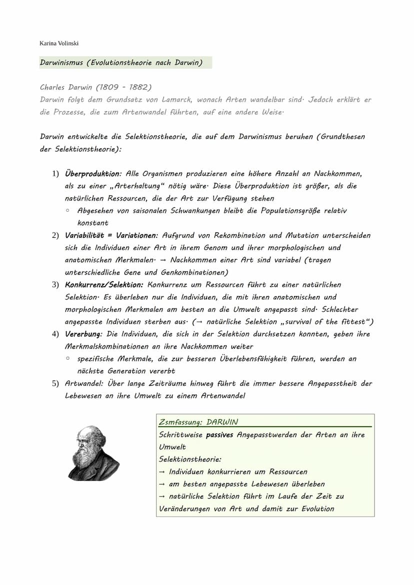Karina Volinski
Evolution
.
Evolutionstheorien
1. Kreationismus
2. Linné
3. Katastrophentheorie
4. Lamarck
●
●
5. Darwin
6. Synthetische Evo