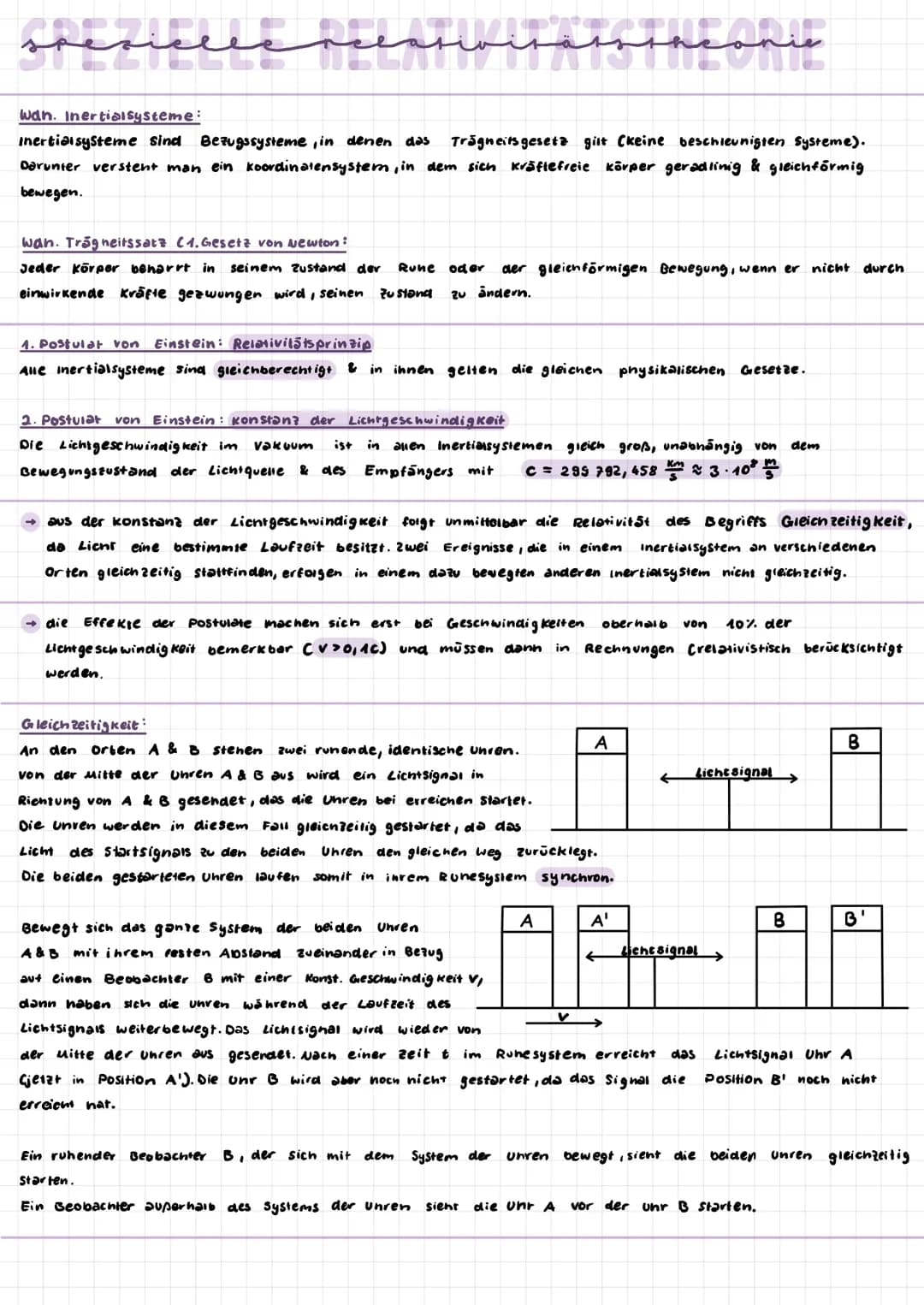 spesielle relativisaentheonie
م
wan. Inertial systeme:
inertial systeme sind Bezugssysteme, in denen das Trägheitsgesetz gilt (keine beschle