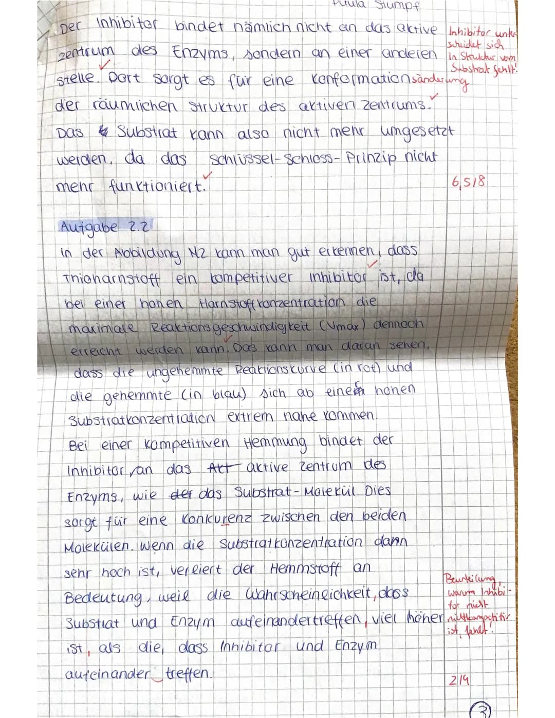 2. Biologieklausur - Enzymatik
Hinweise: Bearbeiten Sie die Aufgaben auf Blättern, die einen Korrekturrand von ca. 6 cm und eine fort-
laufe
