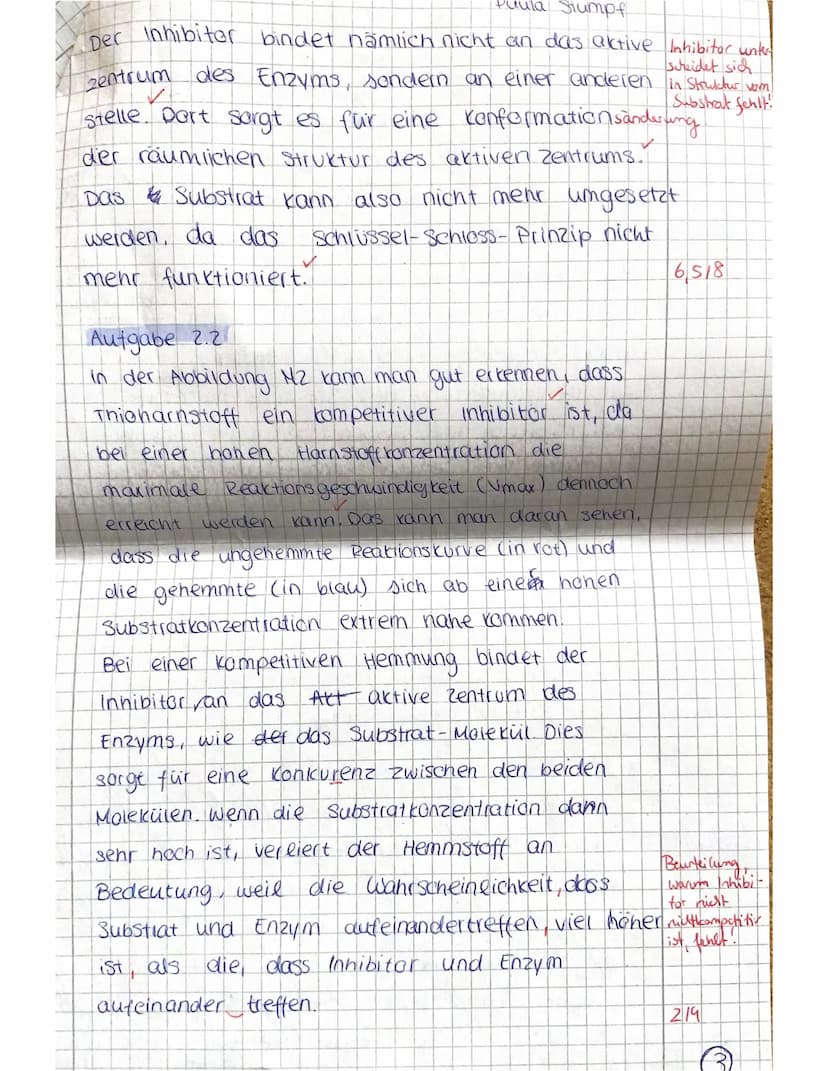 2. Biologieklausur - Enzymatik
Hinweise: Bearbeiten Sie die Aufgaben auf Blättern, die einen Korrekturrand von ca. 6 cm und eine fort-
laufe