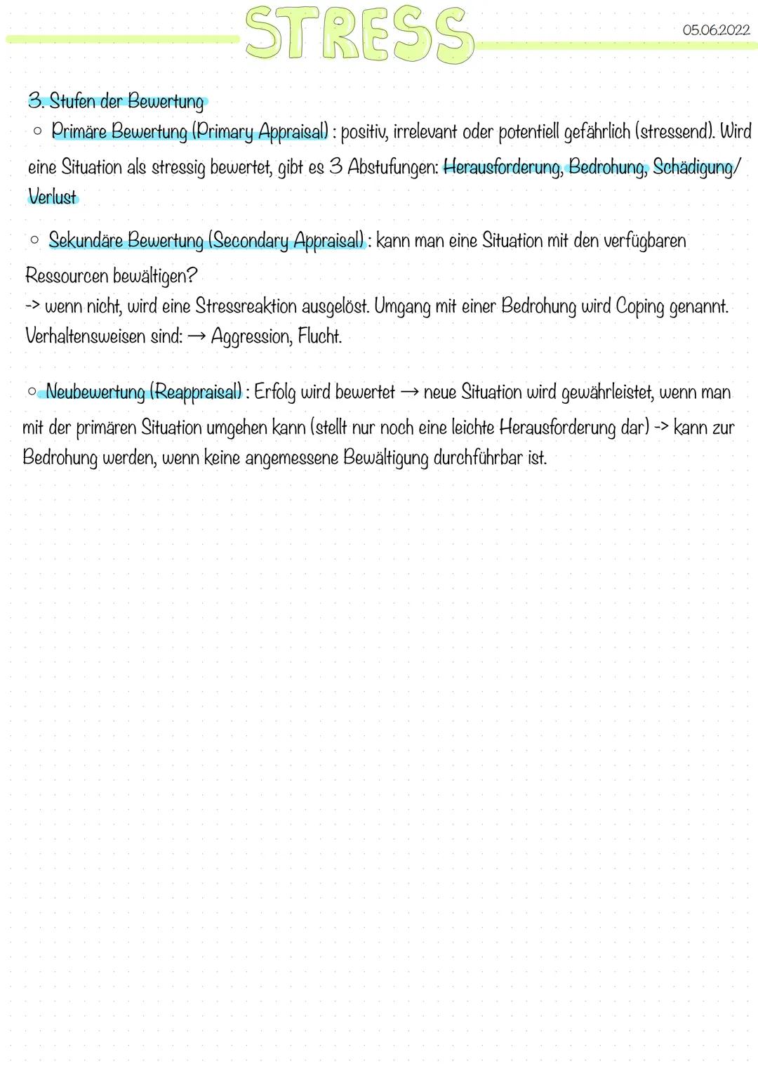 STRESS
Stress Modelle:
Biologisches Modell (Stress als Reaktion)
Psychologisches Modell (Stress als Interaktion)
→ Biomedizische Modelle
› P