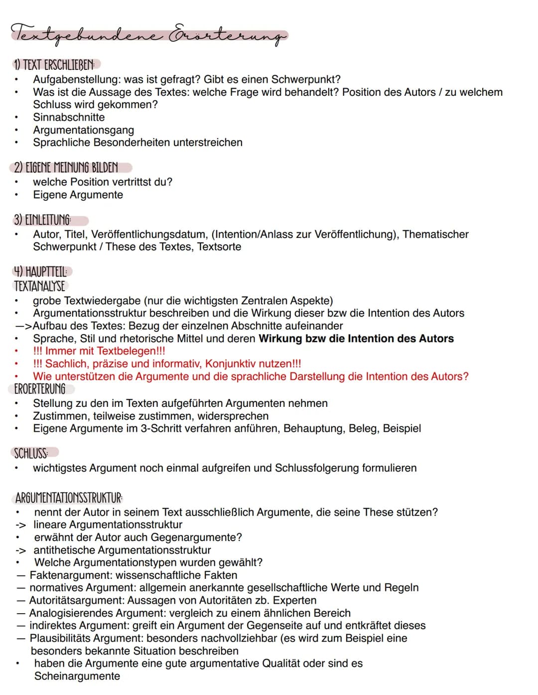 Textgebundene Evartering
1) TEXT ERSCHLIEBEN
Aufgabenstellung: was ist gefragt? Gibt es einen Schwerpunkt?
Was ist die Aussage des Textes: w