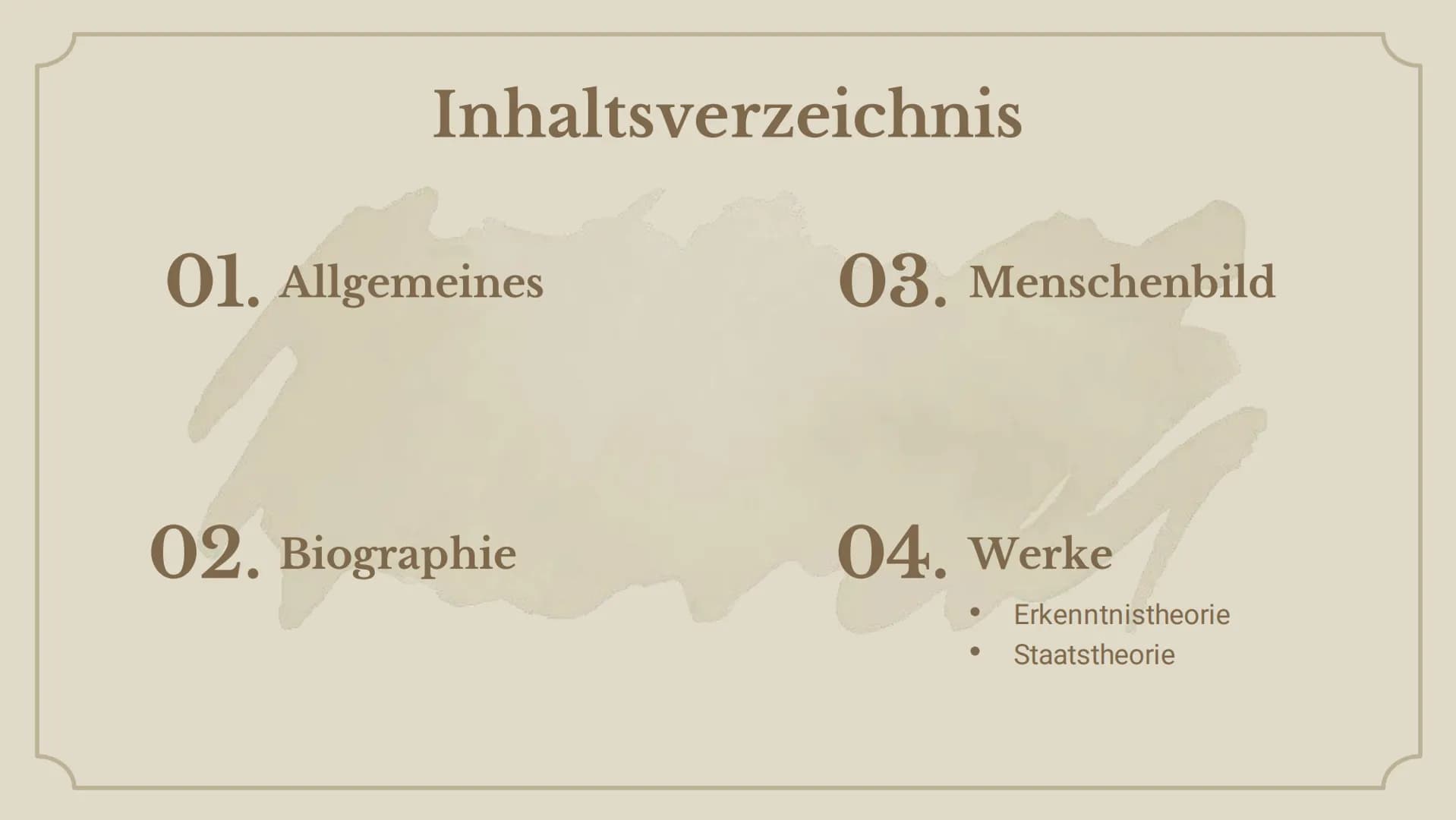 Arzt, Philosoph und
Vordenker der Aufklärung,
gilt heute als Urvater des
Liberalismus.
+
+
John Locke Inhaltsverzeichnis
01. Allgemeines
02.