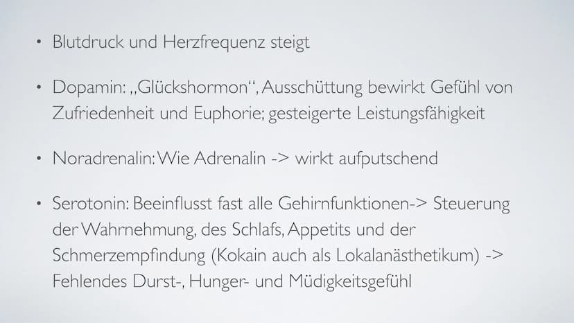 ,,Wenn der ,,Schnee" zu oft rieselt...
III
dann droht der Herzinfarkt!“ ●
●
KOKAIN
Herkunft & Fakten der Droge
Wirkung im Nervensystem
Folge