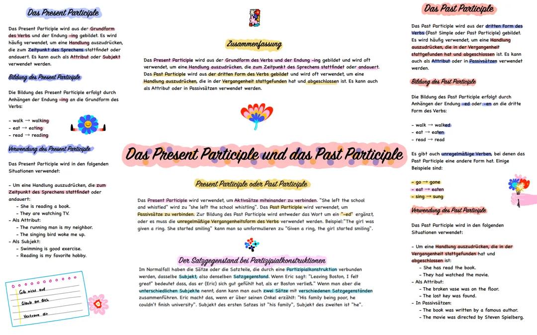 Das Present Participle und das Past Participle 