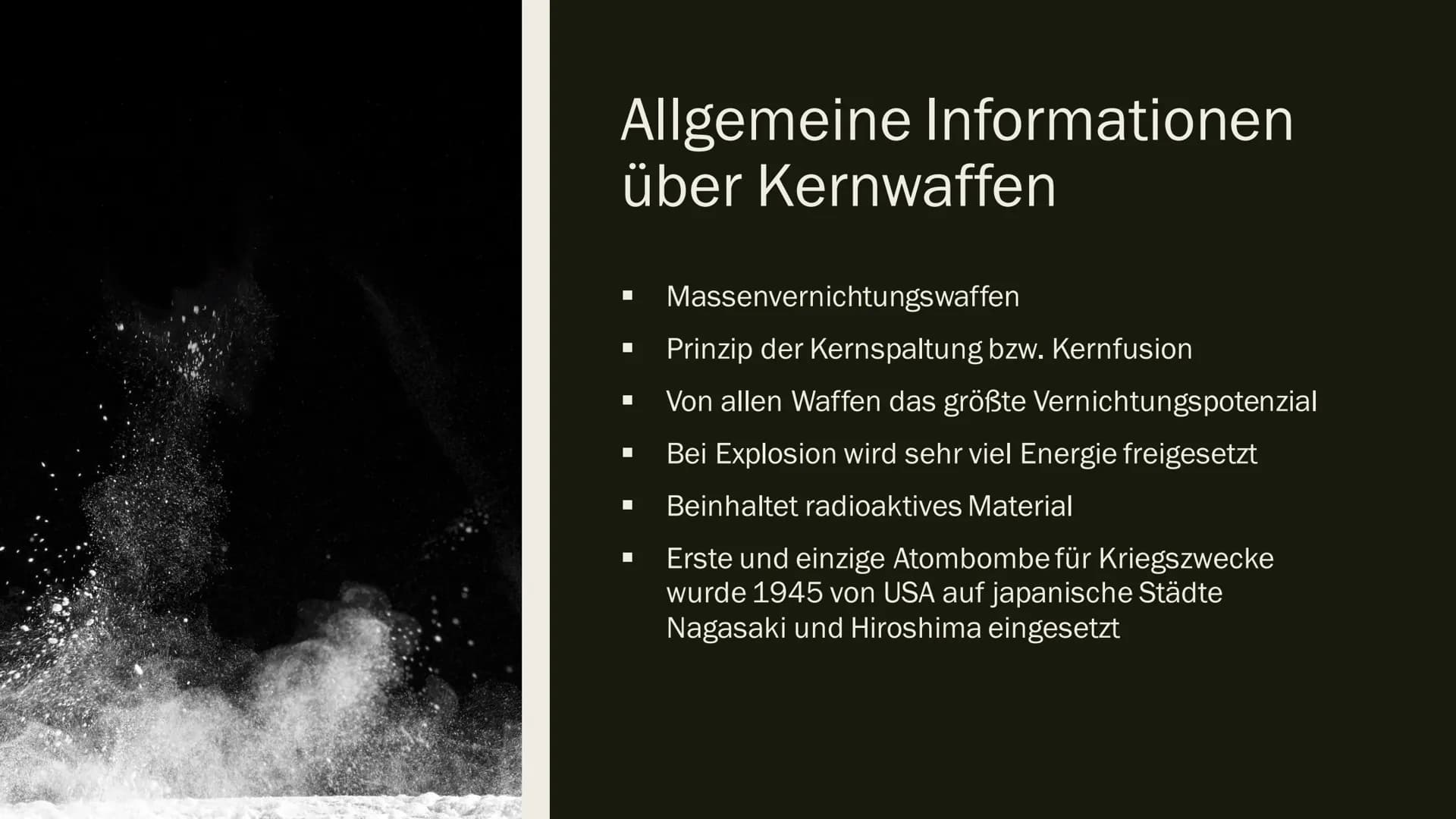 ARTEN UND AUFBAU VON
KERNWAFFEN - ATOMBOMBE
Referat von Emely-Sofie Bartl
H Gliederung
■
■
I Aufbau und Funktionsweise einer Atombombe
Zerst