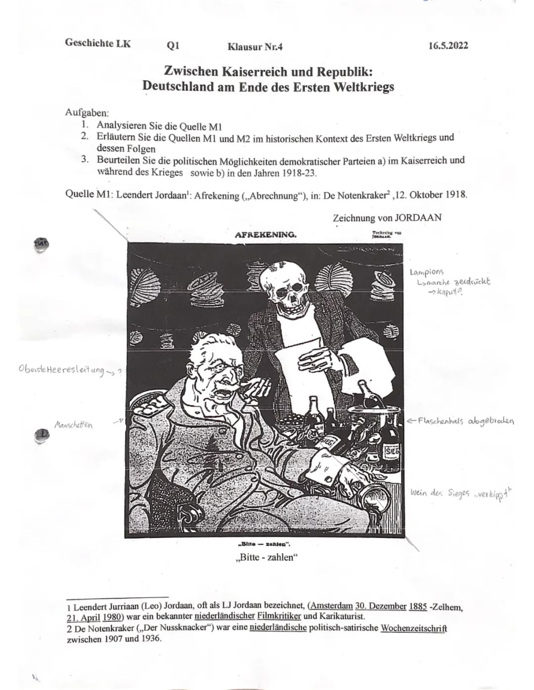 Karikaturen des Ersten Weltkriegs: Analyse für die 1. Weltkrieg Klausur