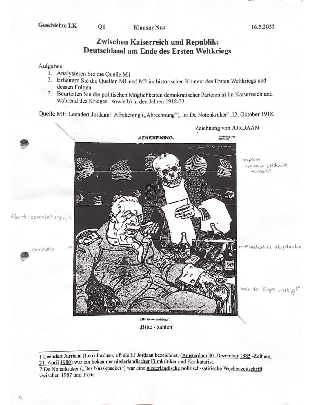 Geschichte LK
Aufgaben:
Q1
Oberste Heeresleitung - ?
Klausur Nr.4
Manschetten
Zwischen Kaiserreich und Republik:
Deutschland am Ende des Ers