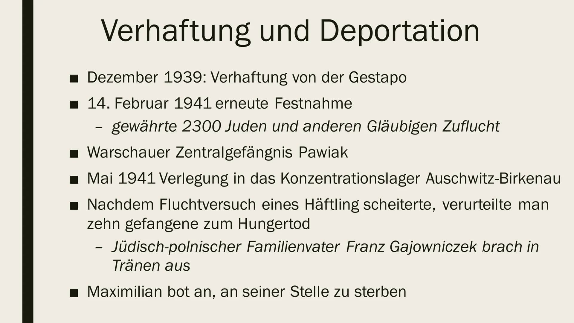 MAXIMILIAN
KOLBE
Eine Präsentation von
Ilinca Michels Inhalt
Biografie
Arbeit und Wirken
Verhaftung und Deportation
■ Ehrungen
■Quellen Biog