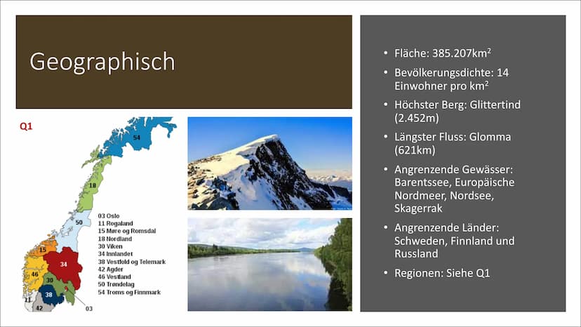 Norwegen Gliederung
●
●
●
●
Kultur
• Politik & Wirtschaft & Infrastruktur
Tourismus
●
●
Allgemeine Fakten
Geographisch & Klima
Bevölkerung
G