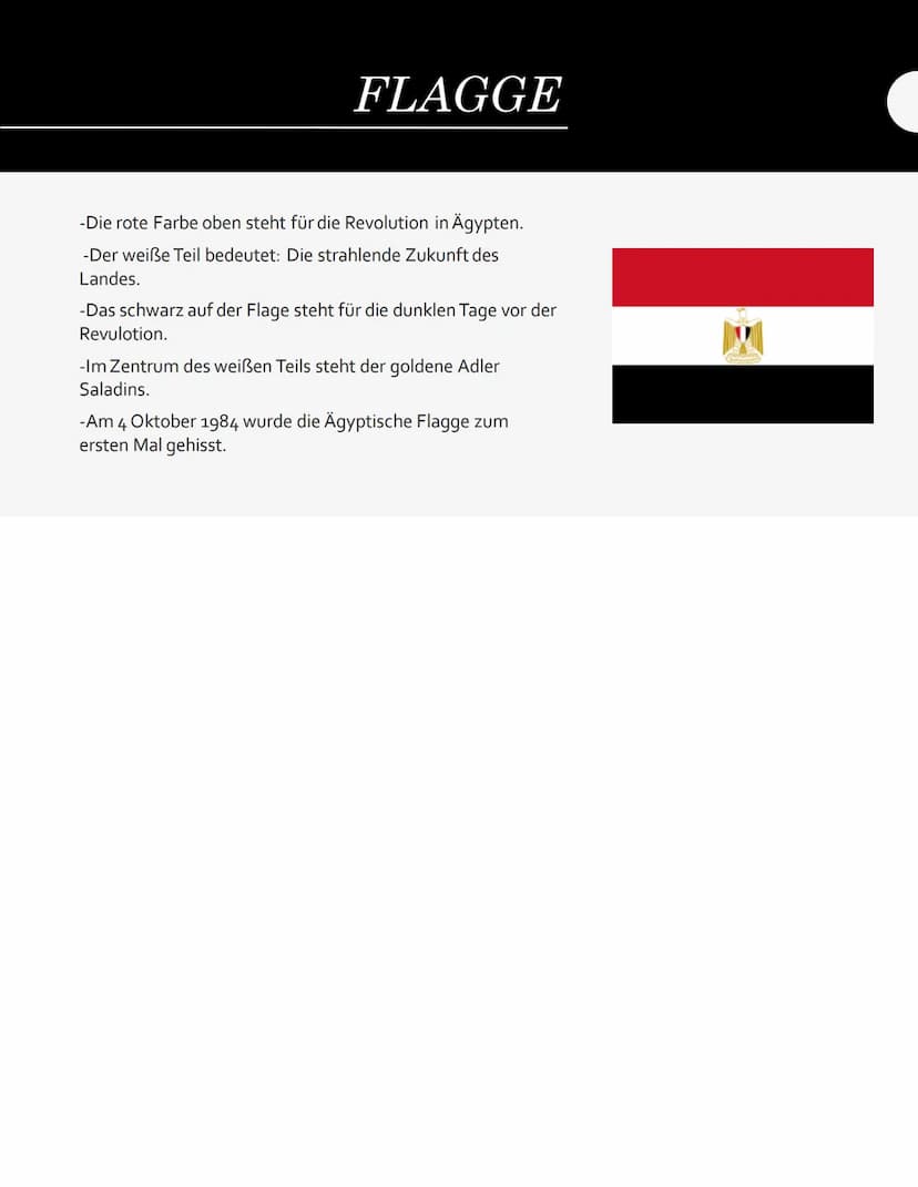 ÄGYPTEN Inhalt Geographie
Flagge
Währung
Kultur
Pyramiden
Fragen
Ende Geographie
Ein Bild der ägyptischen Wüste
• Kontinent: Afrika
Hauptsta