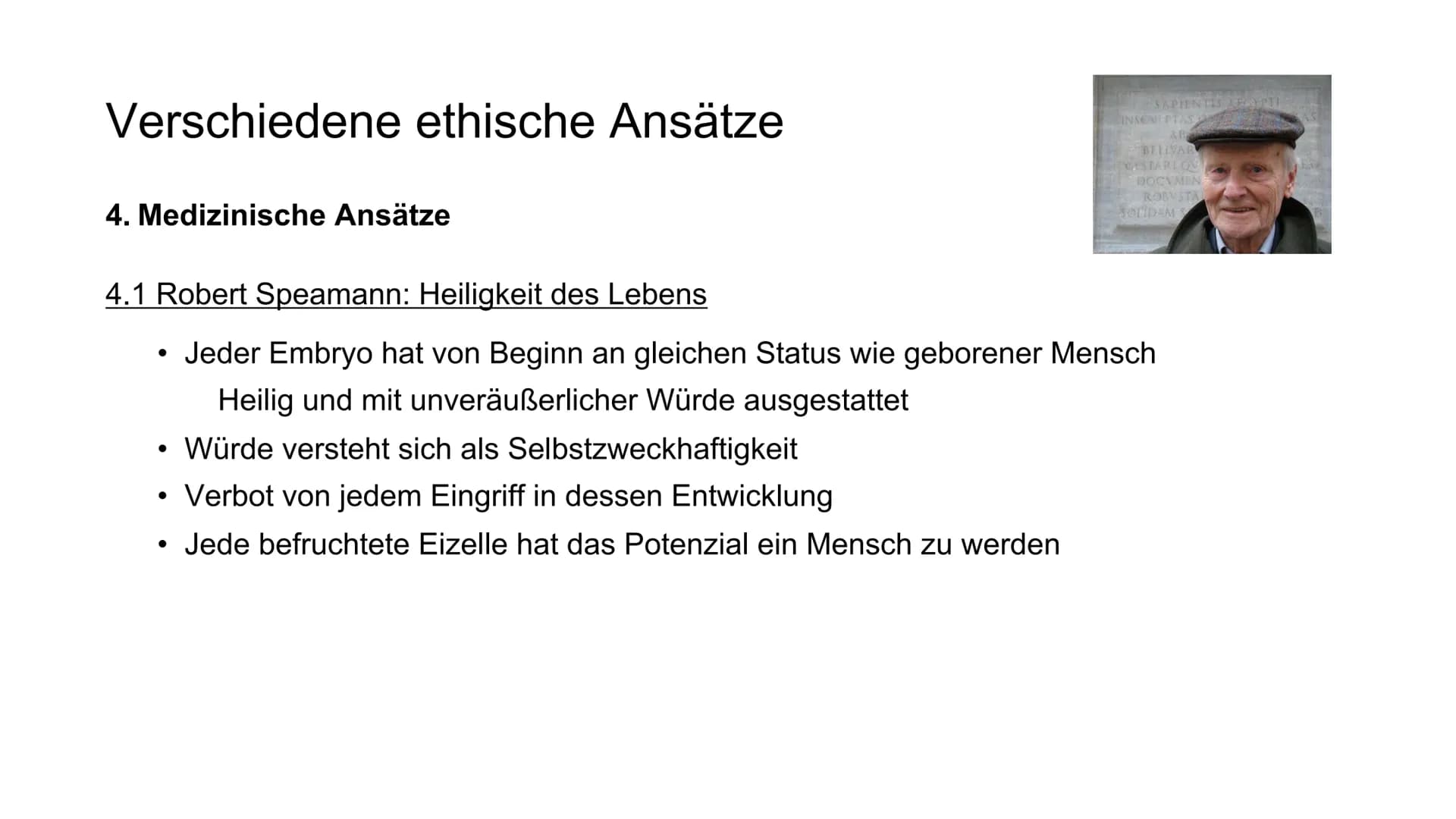 Verschiedene ethische Ansätze
1. Kirchliche Ansätze - Darf der Mensch Gott spielen?
2. Finanzielle Ansätze
3. Rechtliche Ansätze
4. Medizini