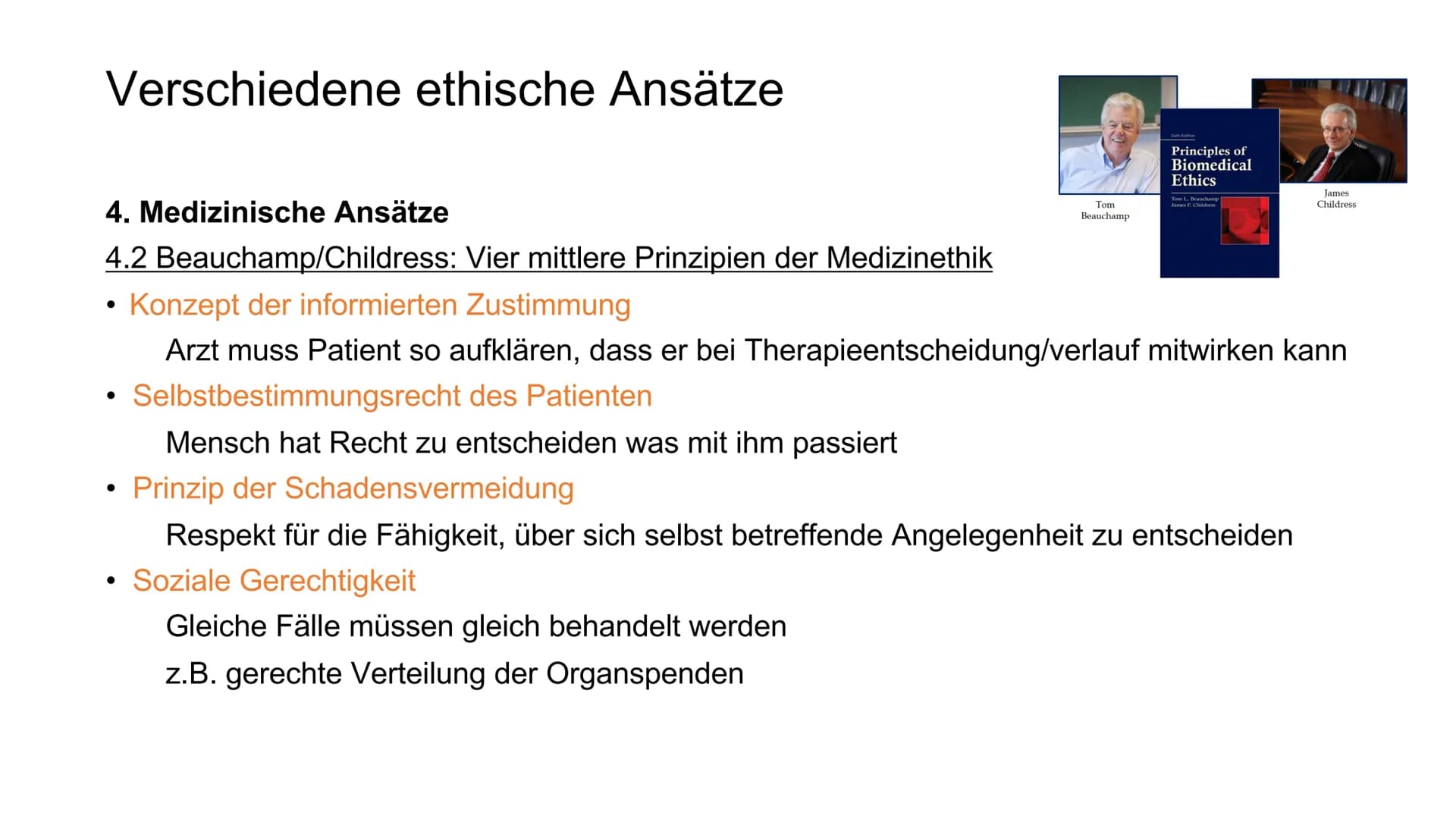 Verschiedene ethische Ansätze
1. Kirchliche Ansätze - Darf der Mensch Gott spielen?
2. Finanzielle Ansätze
3. Rechtliche Ansätze
4. Medizini