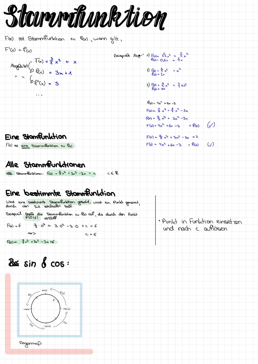 Stamrifunktion
zu f(x), wenn gilt,
F(x) ist Stammfunktion
F'(x) = f(x)
Abgleitet
alla
F(x) = ²/² x² + x
f(x)
beck)
Eine Stamfunktion
F(x) is