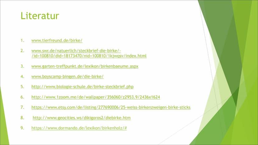 Die Birke
Eine Präsentation zur Birke Zusammenfassung der Birke
Die Präsentation des
Themas,Die Birke", handelt
von z.B. den Besonderheiten,