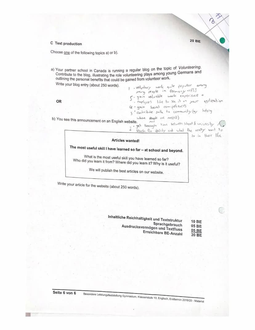 Sächsisches Staatsministerium
für Kultus
Schuljahr 2019/20
Besondere Leistungsfeststellung Englisch
-ERSTTERMIN-
Material für Schüler
Allgem