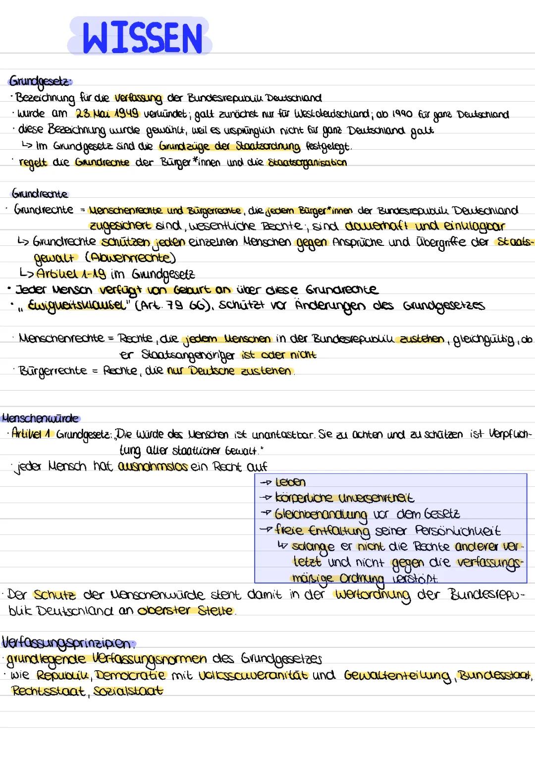 Begriffe Grundgesetz