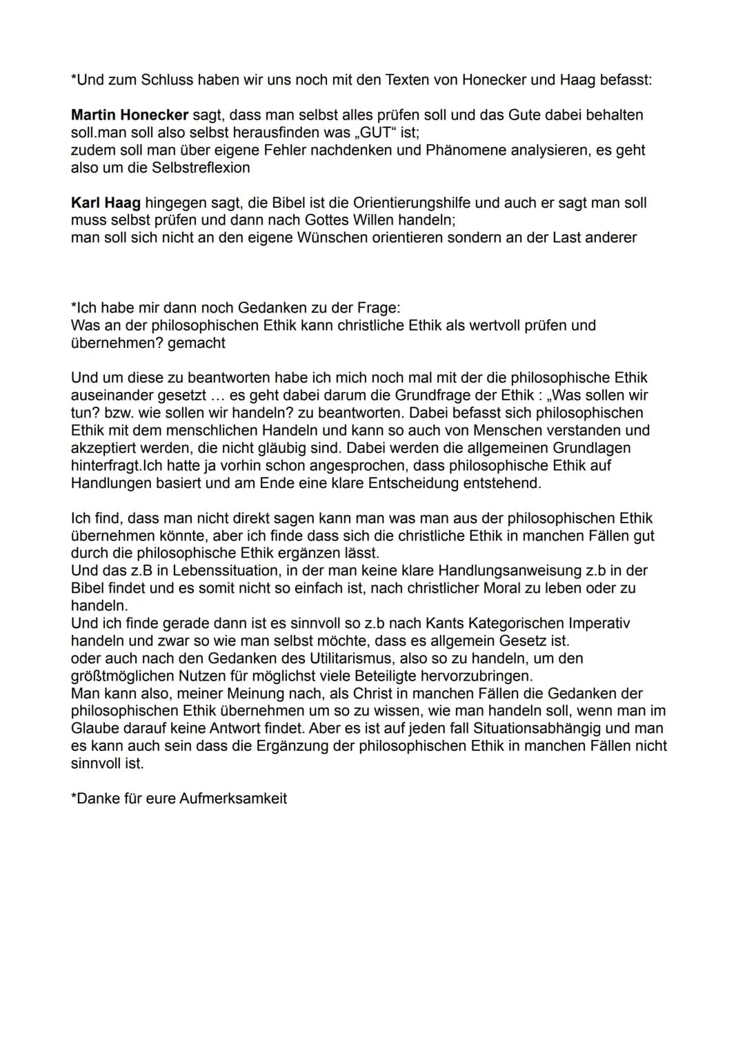 Religion Stunden Resümee
*Wir haben uns in der letzen Stunde mit den Grundstrukturen der christlichen Ethik
beschäftigt.
*Zuerst haben wir u