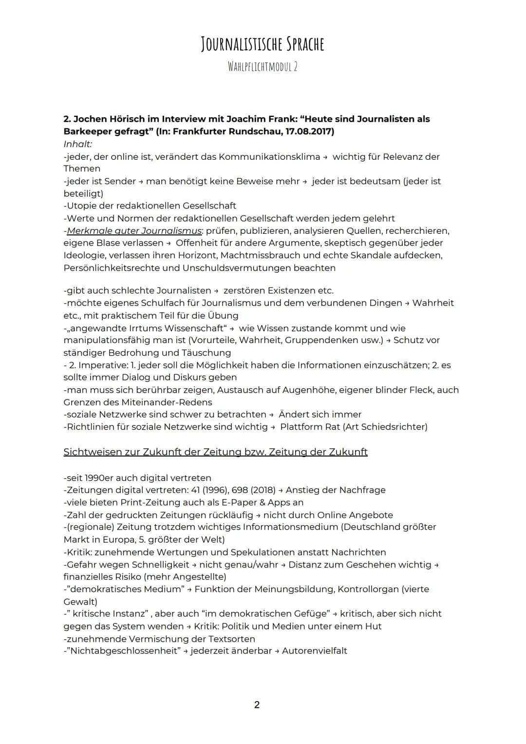 Merkmale journalistische Sprache:
Textsorte auf Faktenbasis
●
●
JOURNALISTISCHE SPRACHE
WAHLPFLICHTMODUL 2
●
Bericht (mit Hintergründen)
Pro