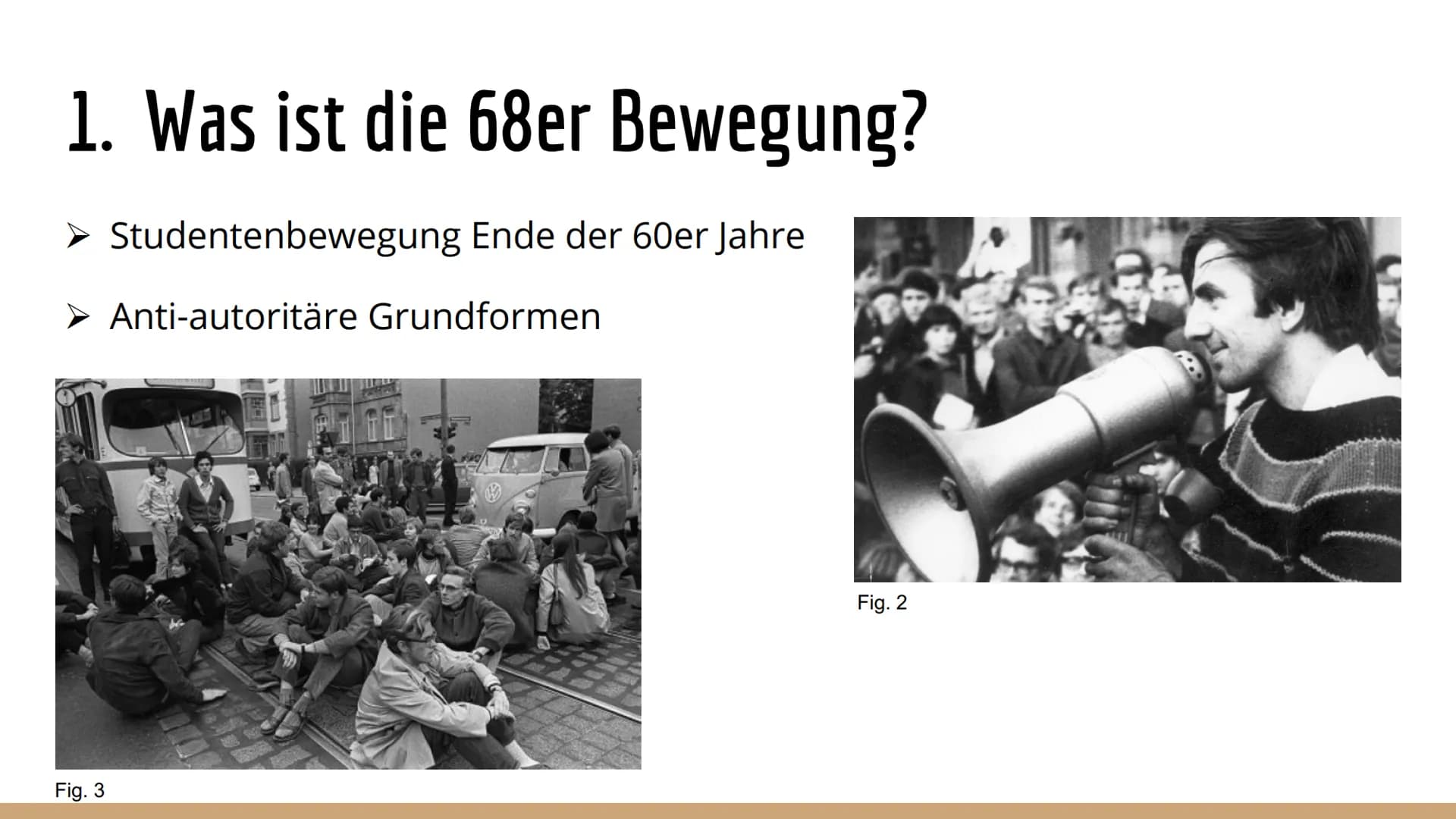 7. Februar 2019
..., K2
Geschichte
Herr ...
1. Was ist die 68er Bewegung?
Deutsche Studentenbewegung Ende der 60er Jahre → Wortführer: Rudi 