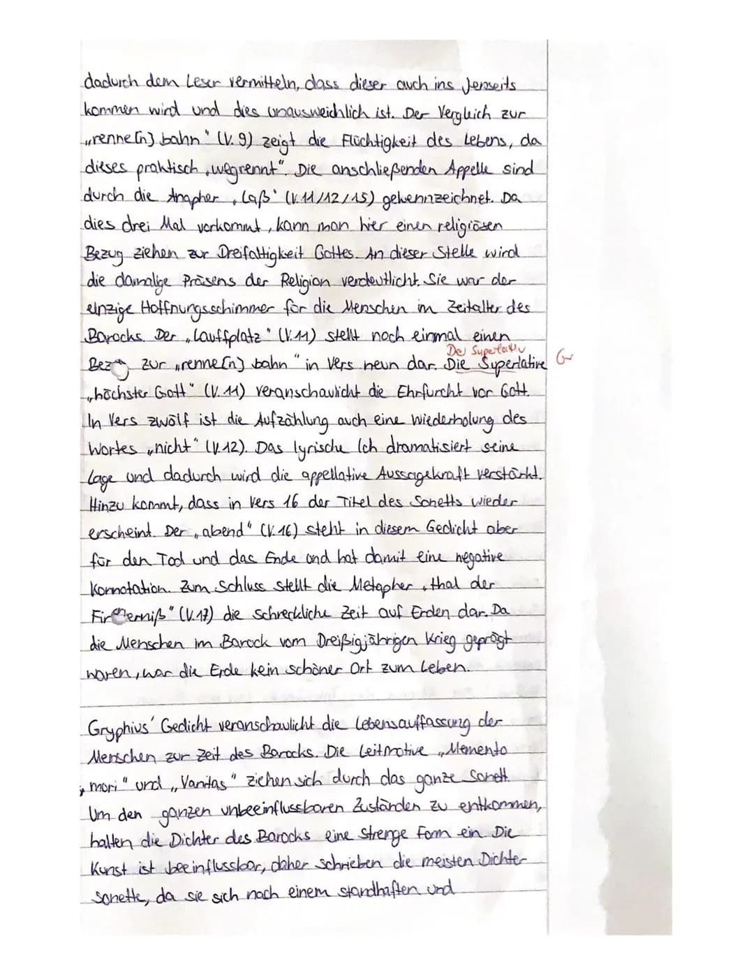 Bewertungsraster - Interpretation - ,,Der Abend" von Andreas Gryphius
A) Inhaltliche Leistung
Bewertungselement
1. Einleitungssatz: Gattung,