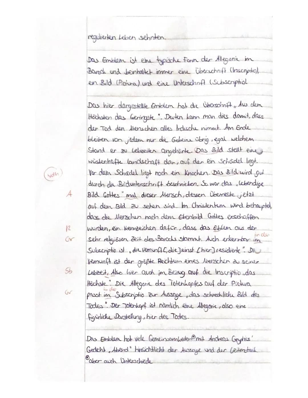 Bewertungsraster - Interpretation - ,,Der Abend" von Andreas Gryphius
A) Inhaltliche Leistung
Bewertungselement
1. Einleitungssatz: Gattung,