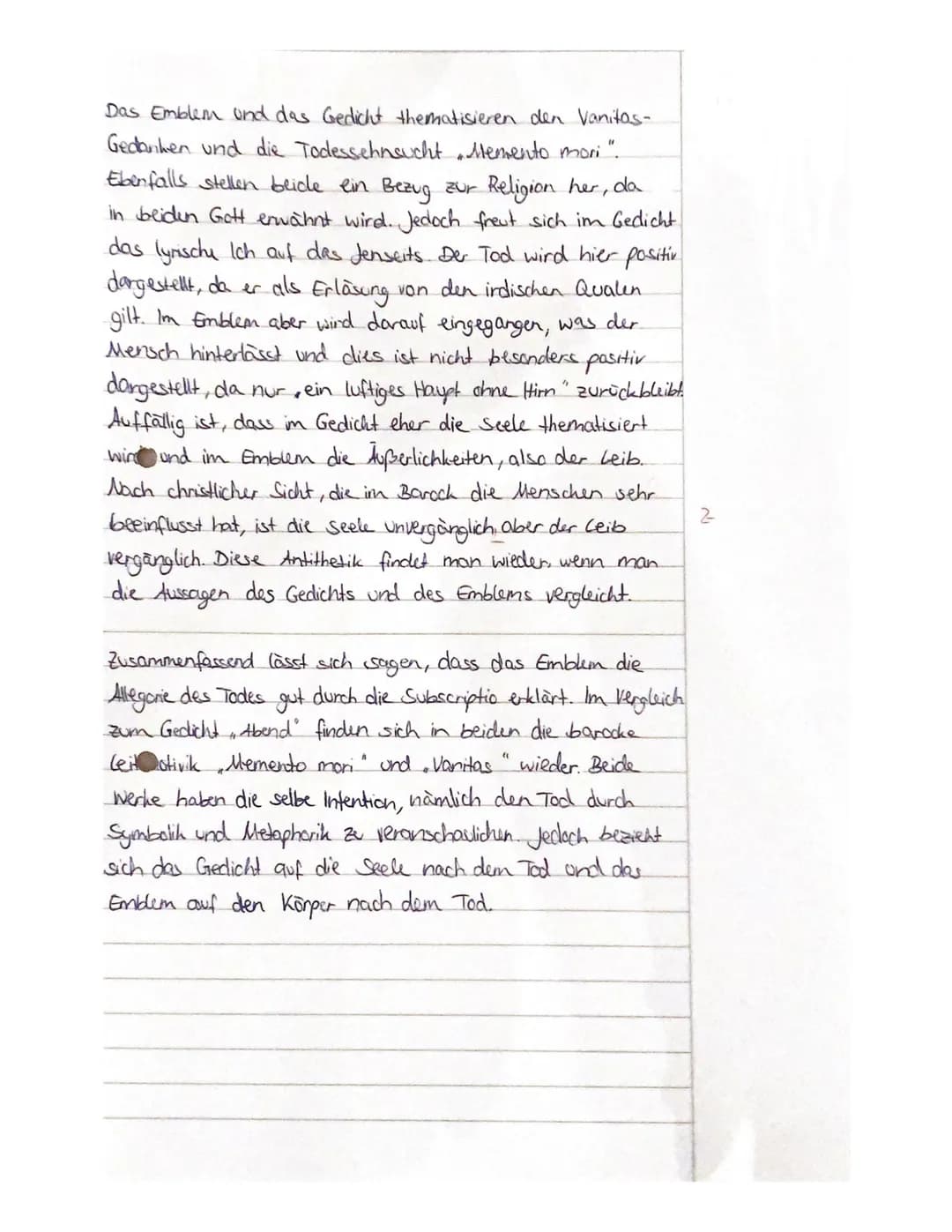 Bewertungsraster - Interpretation - ,,Der Abend" von Andreas Gryphius
A) Inhaltliche Leistung
Bewertungselement
1. Einleitungssatz: Gattung,