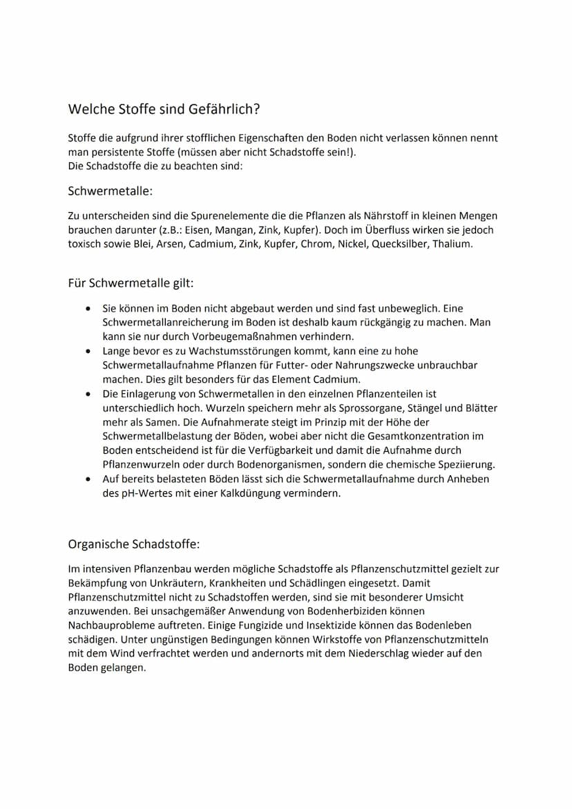 Schadstoffe im Boden:
Böden sind verschiedenen Belastungen ausgesetzt, große Probleme stellen die Einträge von
Schadstoffen dar! Stoffe die 