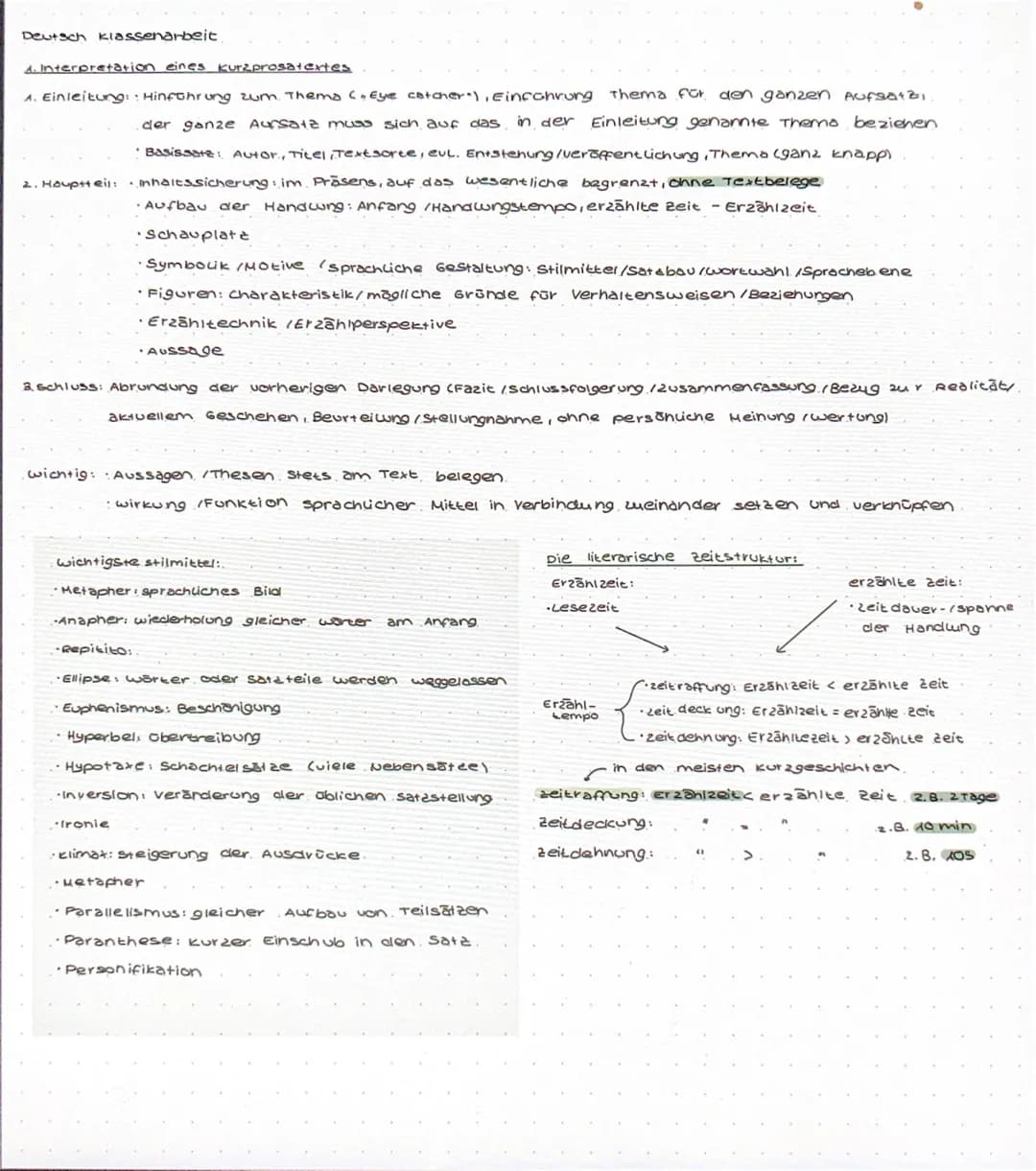 Deutsch Klassenarbeit
4. Interpretation eines Kurzprosa+extes
A. Einleitung: Hinfohrung zum Thema (₁ Eye catcher"), Einfahrung Thema for den