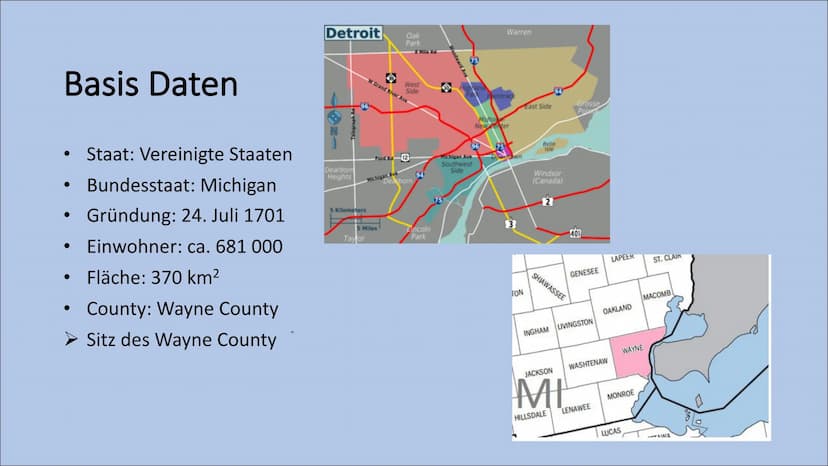 Detroit
The shrinking citiy
HURI
TUTKI Inhalt
●
• Definition Shrinking City
• Lokalisation Detroit
●
Basis Informationen
Auf- und Abstieg De