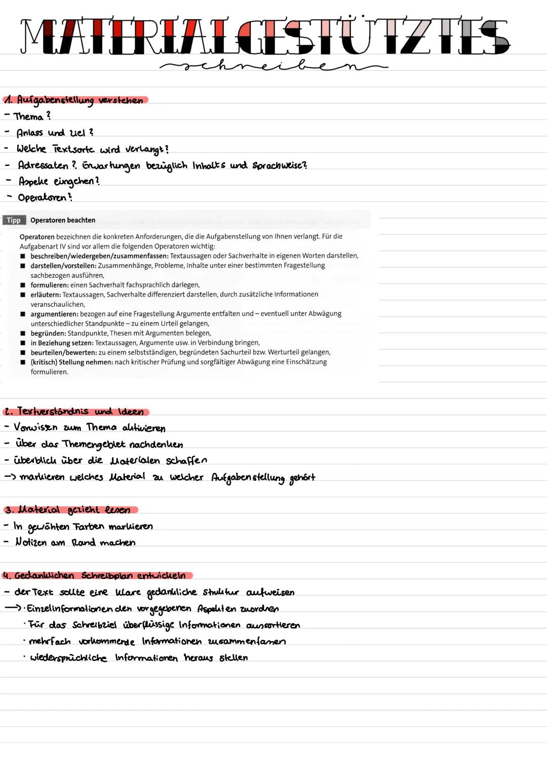 Materialgestütztes Schreiben: Beispiele, Übungen und Mustervorlagen