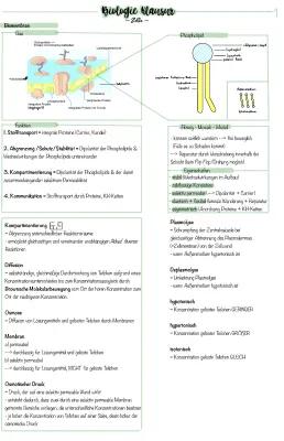 Know Erste Grundkurs Bio Klausur, Biomembran und Zelle thumbnail