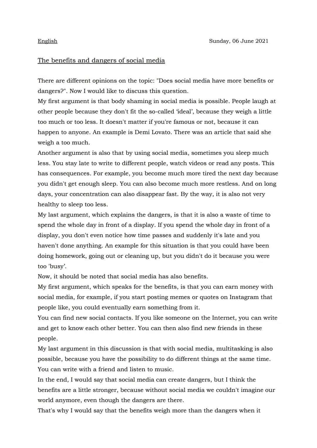 English
The benefits and dangers of social media
Sunday, 06 June 2021
There are different opinions on the topic: "Does social media have mor
