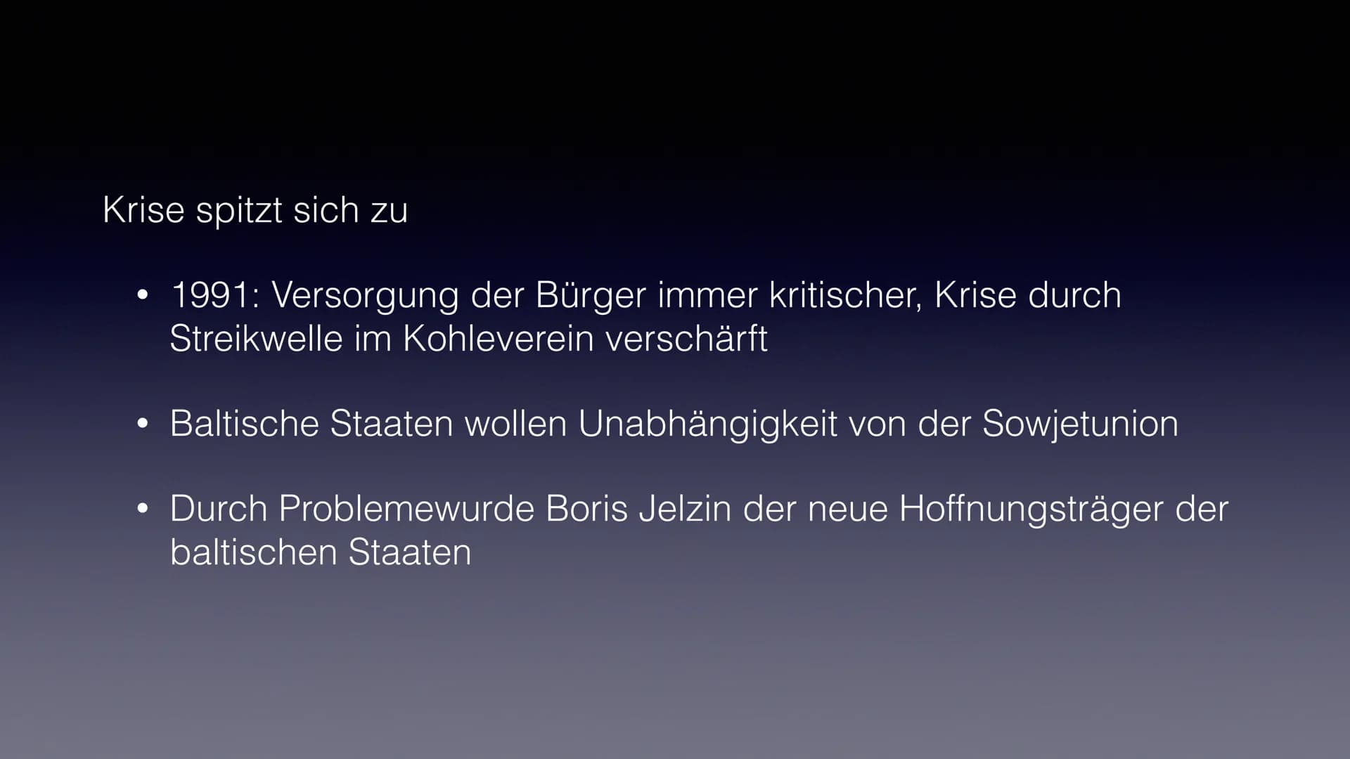 Reformpolitik von
M.Gorbatschow
Zusammenbruch UdSSR ●
●
●
●
●
●
Wer war Gorbatschow ?
Glasnost & Perestroika
Zeitstrahl
●
Von Su zu GUS
• In