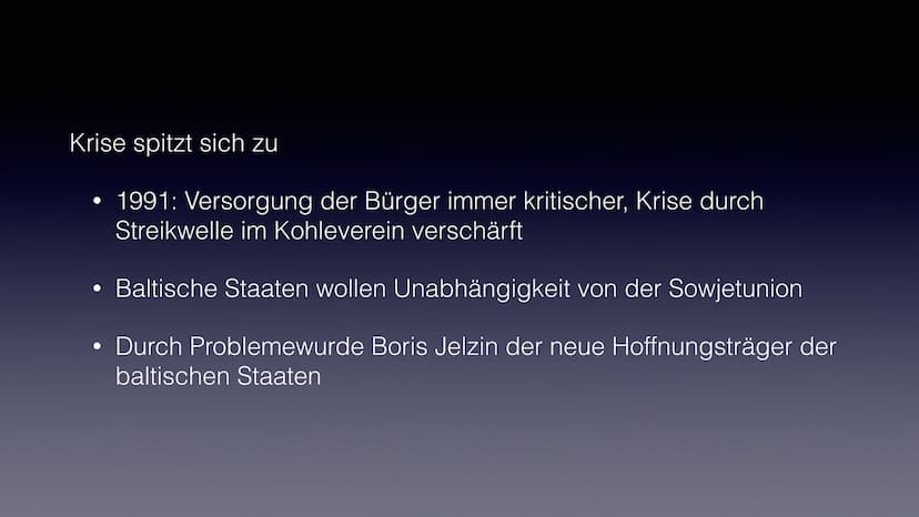 Reformpolitik von
M.Gorbatschow
Zusammenbruch UdSSR ●
●
●
●
●
●
Wer war Gorbatschow ?
Glasnost & Perestroika
Zeitstrahl
●
Von Su zu GUS
• In