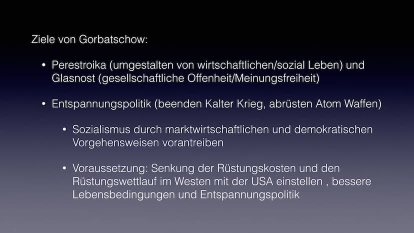 Reformpolitik von
M.Gorbatschow
Zusammenbruch UdSSR ●
●
●
●
●
●
Wer war Gorbatschow ?
Glasnost & Perestroika
Zeitstrahl
●
Von Su zu GUS
• In