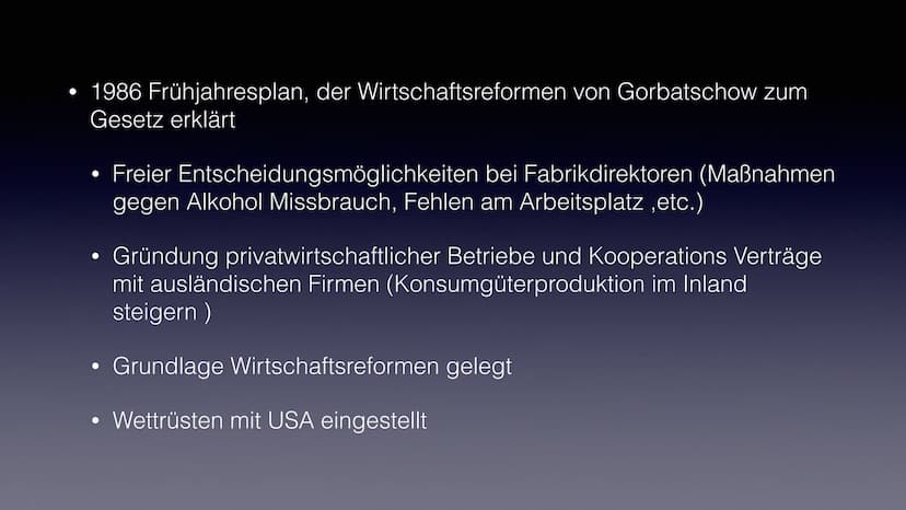 Reformpolitik von
M.Gorbatschow
Zusammenbruch UdSSR ●
●
●
●
●
●
Wer war Gorbatschow ?
Glasnost & Perestroika
Zeitstrahl
●
Von Su zu GUS
• In