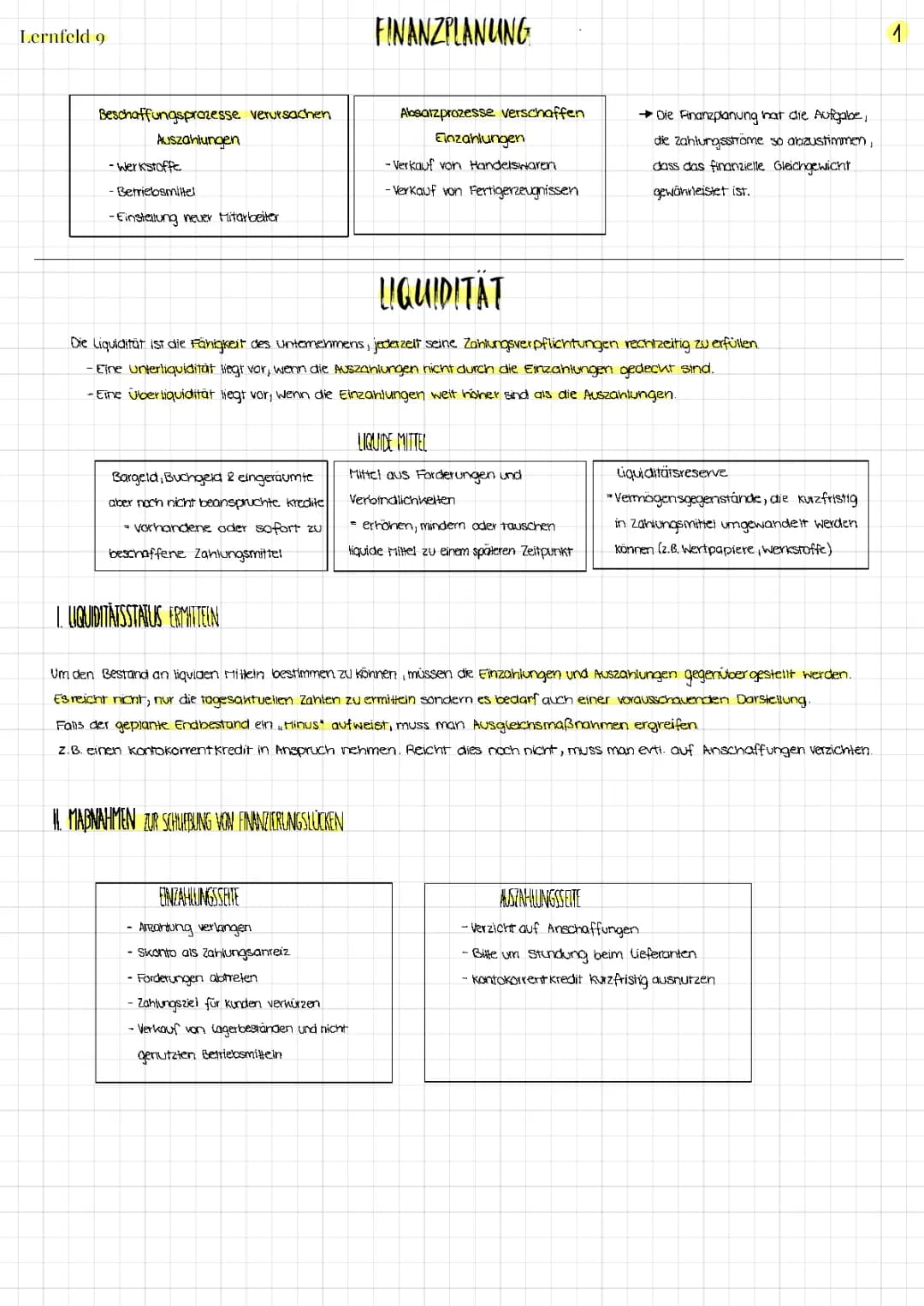 Kaufleute für Büromanagement, LF 9 (Liquidität sichern und Finanzierung vorbereiten)