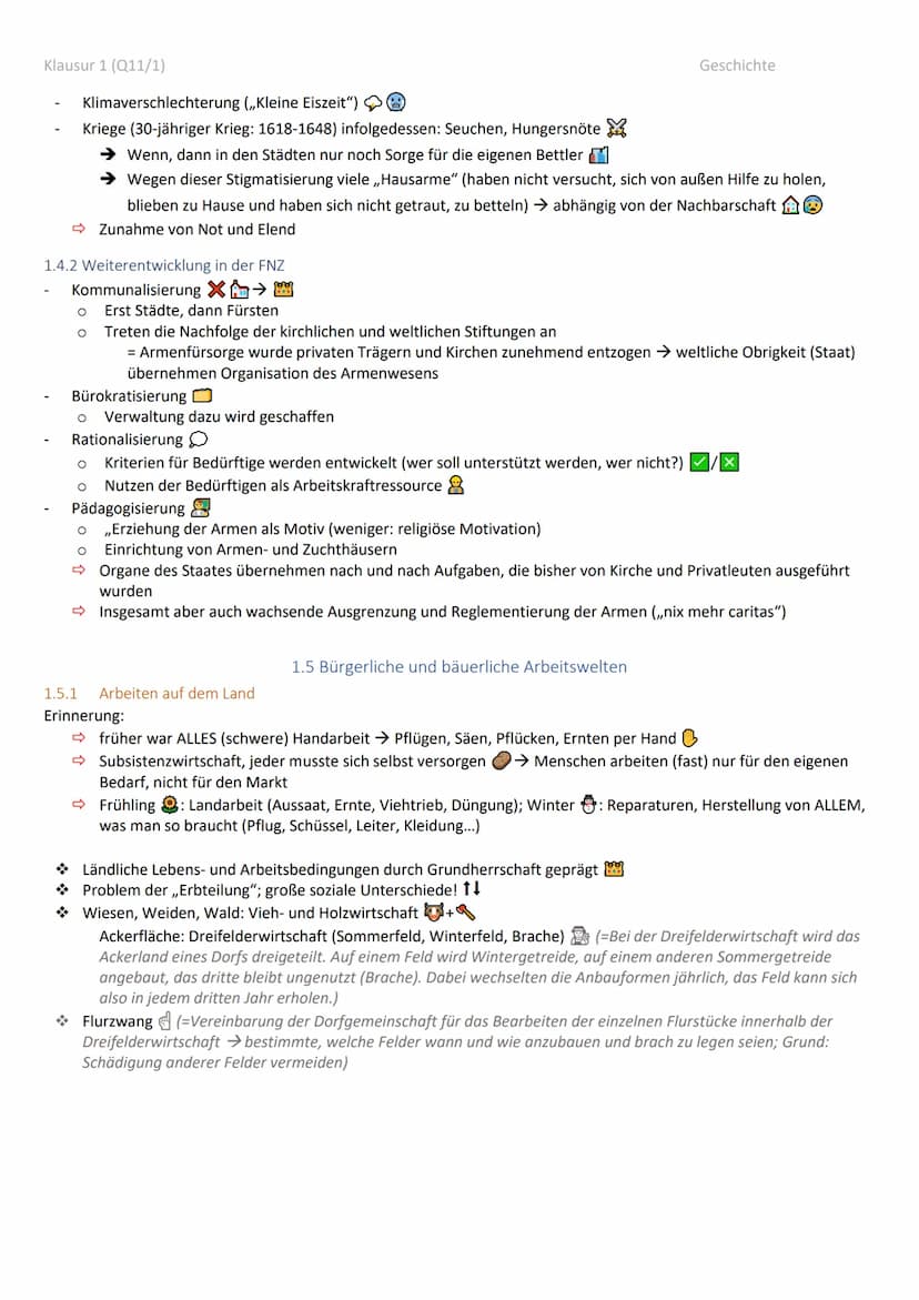 Klausur 1 (Q11/1)
Geschichte Klausur Q11/1 Zusammenfassung
1.
Leben in der Ständegesellschaft.
1.1 Kennzeichen der Ständegesellschaft:.
1.2
